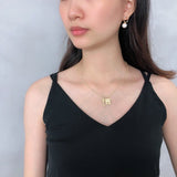 925 Silver Padlock Necklace Double Pendant Choker Lock & Key for Ladies
