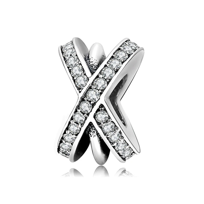925 Silver Double Circle Zirconia Beads Bracelet