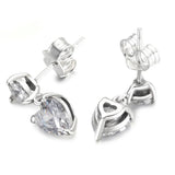 925 Silver Double Heart Stud Earrings Gift DIY Jewelry