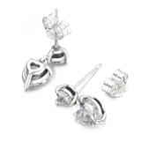 925 Silver Double Heart Stud Earrings Gift Jewelry