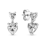 925 Silver Double Heart Stud Earrings Gift Jewelry