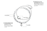 925 Silver Double Rows Cat's Eye Opal Chain Bracelet Moon Star Charms