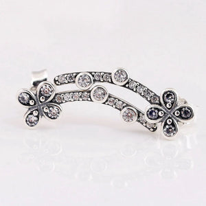 925 Silver Flowers Stud Earrings For Women Gift DIY Jewelry