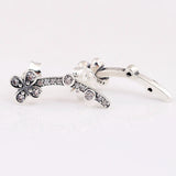 925 Silver Flowers Stud Earrings For Women Gift DIY Jewelry