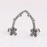 925 Silver Flowers Stud Earrings For Women Gift DIY Jewelry