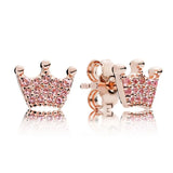 925 Silver Heart Luminous Ice Crown Earrings