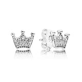 925 Silver Heart Luminous Ice Crown Earrings