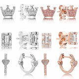 925 Silver Heart Luminous Ice Crown Earrings