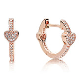 925 Silver Heart Luminous Ice Crown Earrings