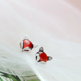 925 Silver Earring Red Garnet Fox Earstuds Lady Party Jewelry Gift