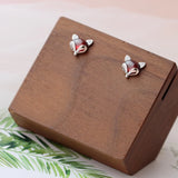 925 Silver Earring Red Garnet Fox Earstuds Lady Party Jewelry Gift