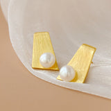 925 Silver Earring with Natural Freshwater Pearl 18K Plated Earstuds