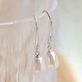 925 Silver Earrings Natural Freshwater Pearl Water Drop Lady Style Jewelry