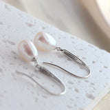925 Silver Earrings Natural Freshwater Pearl Water Drop Lady Style Jewelry