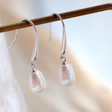 925 Silver Earrings Natural Freshwater Pearl Water Drop Lady Style Jewelry