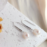 925 Silver Earrings Natural Freshwater Pearl Water Drop Lady Style Jewelry