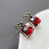 925 Silver Earring Retro Style with Red Zircon