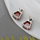925 Silver Earring Retro Style with Red Zircon