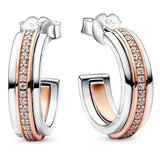 925 Silver Moon Star Signature Hoop Earrings