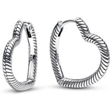 925 Silver Rose Double Circle Heart Hoop Earrings