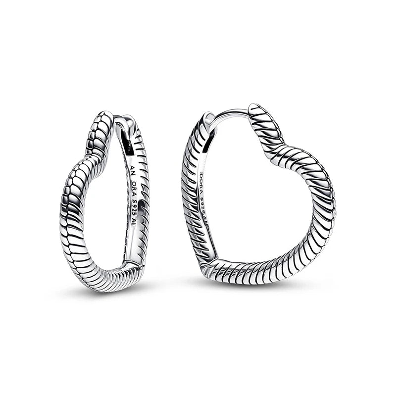 925 Silver Rose Charm Double Hoop Earrings Gift Jewelry