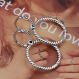 925 Silver Rose Charm Double Hoop Earrings Gift Jewelry