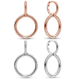 925 Silver Earring Rose Charm Hoop Earrings Gift Jewelry
