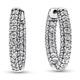 925 Silver Earring Rose Candy Pave Double-row Hoop Earring