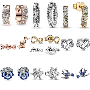 925 Silver Rose Candy Timeless Pave Double-row Hoop Earring