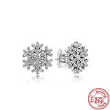 925 Silver Earring Snow Flower Bee Tree Sparkling Pav
