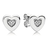 925 Silver Two Tone Golden Heart Stud Earrings Wedding Gift