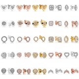925 Silver Two Tone Golden Heart Stud Earrings Wedding Gift
