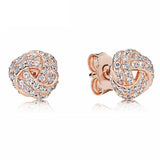 925 Silver Two Tone Golden Heart Stud Earrings Wedding Gift