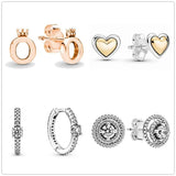 925 Silver Two Tone Heart Stud Earrings Wedding Jewelry