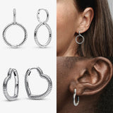 925 Silver Crown Love Heart Stud Earrings