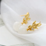 925 Silver Earrings Natural Jade 18K Plated Party Jewelry