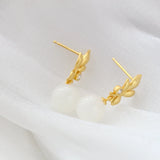 925 Silver Earrings Natural Jade 18K Plated Party Jewelry