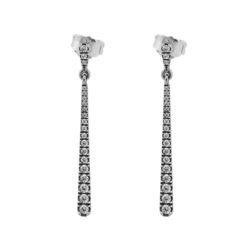 925 Silver Sparkling Stones Hanging Earrings Fine Jewelry