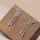 925 Silver Butterfly Tassel Earrings Antique Lady Jewelry Gift