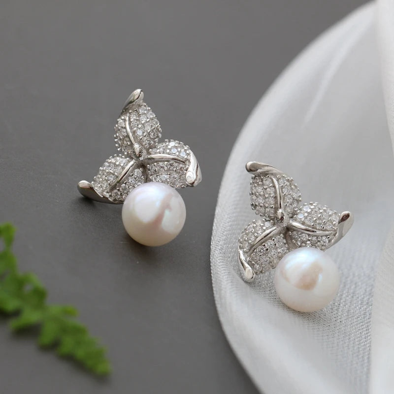 925 Silver Earstuds Lady Charm Freshwater Pearl Earrings