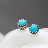 925 Silver Earstuds Retro Style Turquoise Earrings