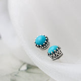925 Silver Earstuds Retro Style Turquoise Earrings