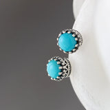 925 Silver Earstuds Retro Style Turquoise Earrings