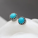 925 Silver Earstuds Retro Style Turquoise Earrings