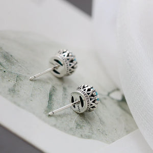 925 Silver Earstuds Retro Style Turquoise Earrings