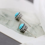 925 Silver Earstuds Retro Style Turquoise Earrings