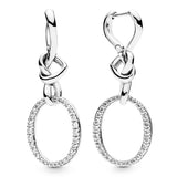 925 Silver Knotted Heart Love Snowflake Earrings