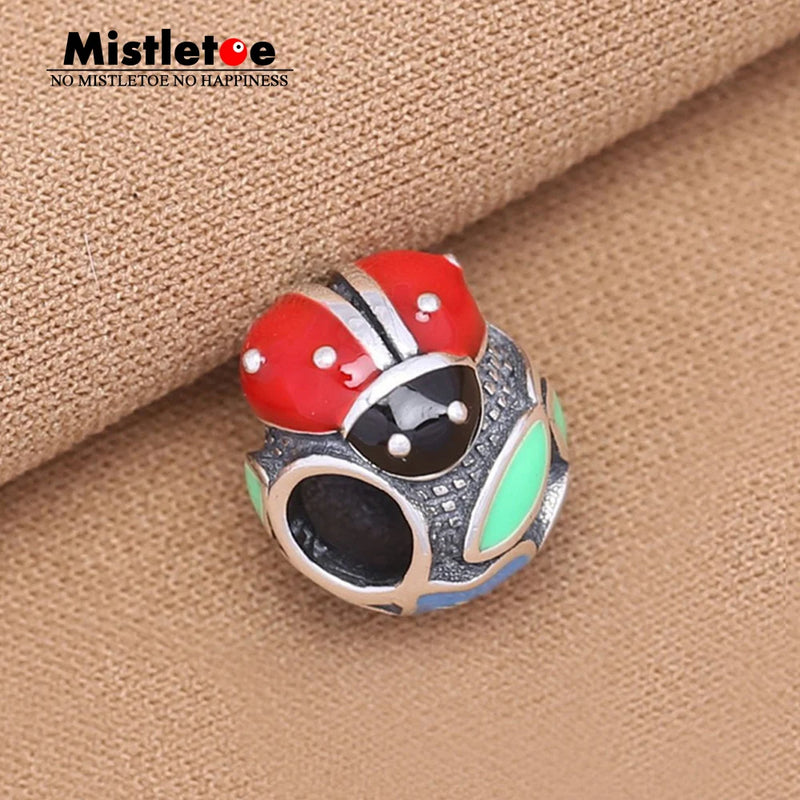 925 Silver Ladybug & Flower Charms Bead for Bracelets