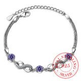925 Silver Endless Love Infinity Chain Link Bracelet SCB037
