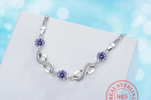 925 Silver Endless Love Infinity Chain Link Adjustable Women Bracelet